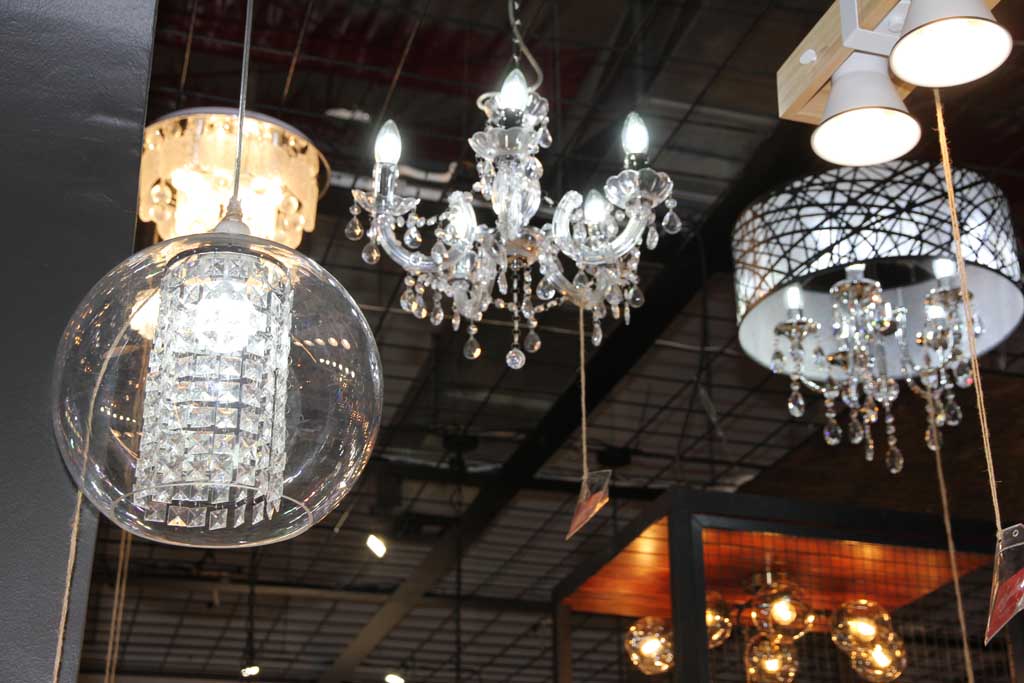 Decorative lights in the Megatech showroom