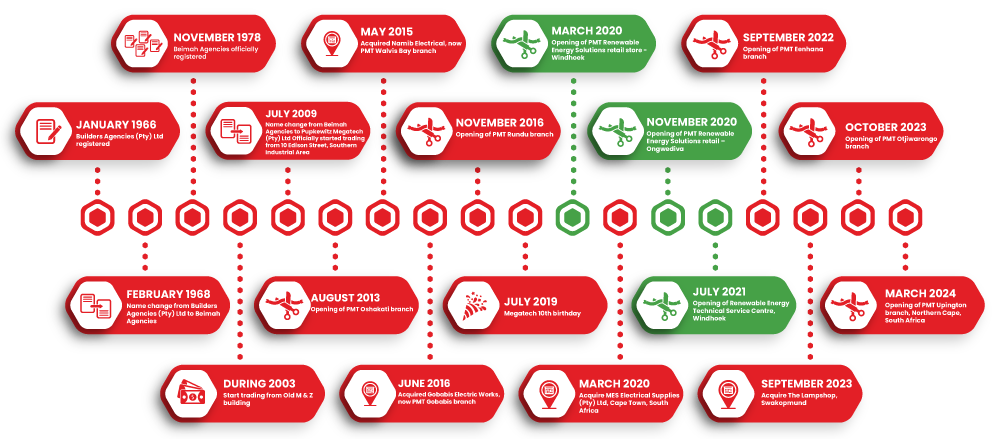 Pupkewitz Megatech company timeline
