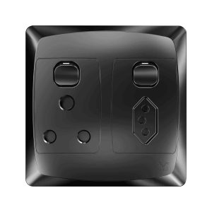 SOCKET SWITCHED 4X4 SINGLE 16A + EURO - BLACK
