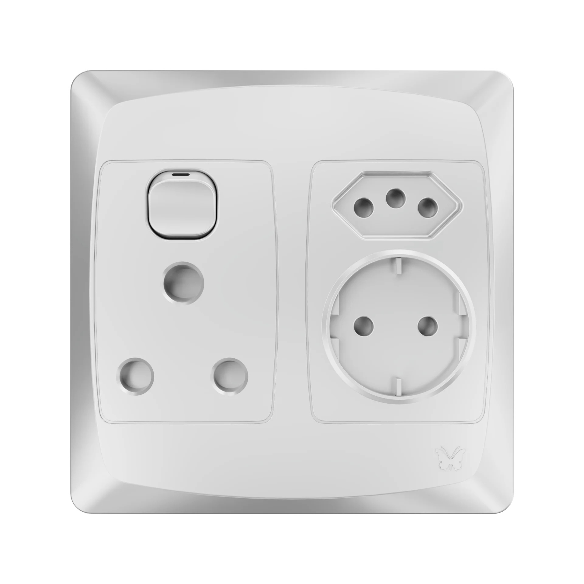 Single + Euro + Schuko Switched Socket (product code AC50015)